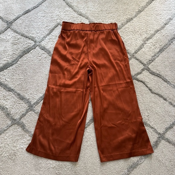 Joie Wide Leg Silky Belted Pants Cropped pull on burnt orange high rise medium - Picture 8 of 8